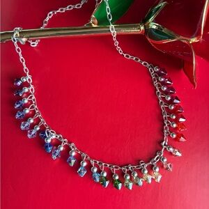925 Silver Necklace,Vibrant Crystal Necklace with Silver Chain